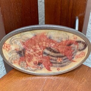 🔹Vintage Dayco Wood Inlay Koy Fish Belt Buckle.